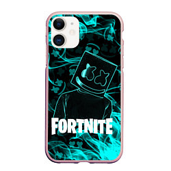 Чехол iPhone 11 матовый Fortnite Marshmello, цвет: 3D-светло-розовый
