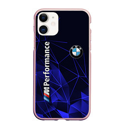 Чехол iPhone 11 матовый BMW, цвет: 3D-светло-розовый