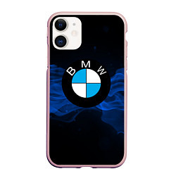 Чехол iPhone 11 матовый BMW, цвет: 3D-светло-розовый