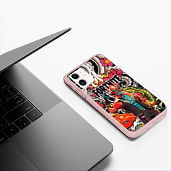 Чехол iPhone 11 матовый FORTNITE, цвет: 3D-светло-розовый — фото 2