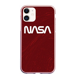 Чехол iPhone 11 матовый NASA НАСА, цвет: 3D-светло-розовый