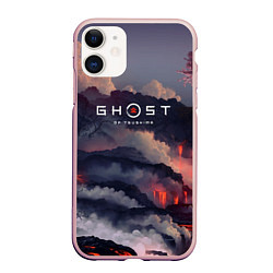 Чехол iPhone 11 матовый Ghost of Tsushima, цвет: 3D-светло-розовый