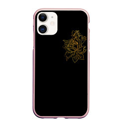 Чехол iPhone 11 матовый Золотая роза, цвет: 3D-светло-розовый