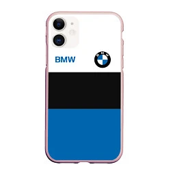 Чехол iPhone 11 матовый BMW SPORT, цвет: 3D-светло-розовый