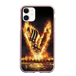 Чехол iPhone 11 матовый ВИКИНГИ VIKINGS V, цвет: 3D-светло-розовый