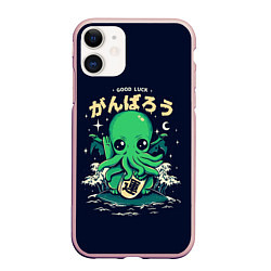 Чехол iPhone 11 матовый Cthulhu Good Luck, цвет: 3D-светло-розовый