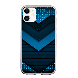 Чехол iPhone 11 матовый 3D luxury blue abstract, цвет: 3D-светло-розовый