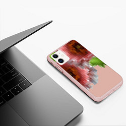 Чехол iPhone 11 матовый Пиксельный узор Маки, цвет: 3D-светло-розовый — фото 2