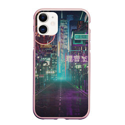 Чехол iPhone 11 матовый Neon Tokyo, цвет: 3D-светло-розовый