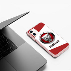 Чехол iPhone 11 матовый Ягуар - Racing, цвет: 3D-светло-розовый — фото 2
