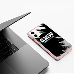 Чехол iPhone 11 матовый БМВ РАЗРЕЗАННОЕ ЛОГО, цвет: 3D-светло-розовый — фото 2