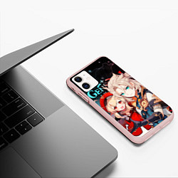 Чехол iPhone 11 матовый Альбедо и Кли, Genshin Impact, цвет: 3D-светло-розовый — фото 2