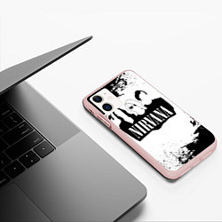 Чехол iPhone 11 матовый Нирвана Рок Группа Гранж ЧБ Nirvana, цвет: 3D-светло-розовый — фото 2