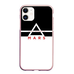 Чехол iPhone 11 матовый Thirty Seconds to Mars черно-белая, цвет: 3D-светло-розовый