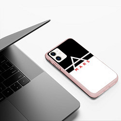 Чехол iPhone 11 матовый Thirty Seconds to Mars черно-белая, цвет: 3D-светло-розовый — фото 2