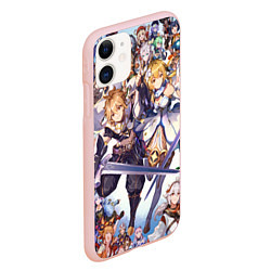 Чехол iPhone 11 матовый GENSHIN IMPACT ПЕРСОНАЖИ, цвет: 3D-светло-розовый — фото 2