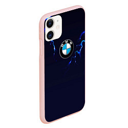 Чехол iPhone 11 матовый BMW разряд молнии, цвет: 3D-светло-розовый — фото 2