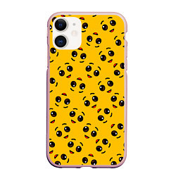 Чехол iPhone 11 матовый FORTNITE BANANA FACE PATTERN ФОРТНАЙТ ЛИЦО БАНАНА, цвет: 3D-светло-розовый