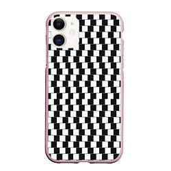 Чехол iPhone 11 матовый Шахматная Иллюзия Искажения, цвет: 3D-светло-розовый