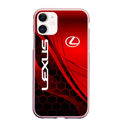 Чехол iPhone 11 матовый LEXUS RED GEOMETRY ЛЕКСУС, цвет: 3D-светло-розовый