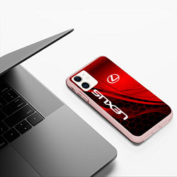 Чехол iPhone 11 матовый LEXUS RED GEOMETRY ЛЕКСУС, цвет: 3D-светло-розовый — фото 2