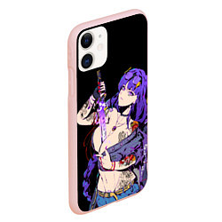 Чехол iPhone 11 матовый Сегун Райден балл модная с мечом genshin impact, цвет: 3D-светло-розовый — фото 2