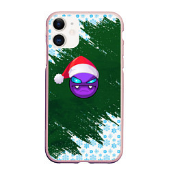 Чехол iPhone 11 матовый Geometry Dash: New Year, цвет: 3D-светло-розовый
