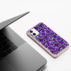 Чехол iPhone 11 матовый Geometry Dash: Violet Pattern, цвет: 3D-светло-розовый — фото 2