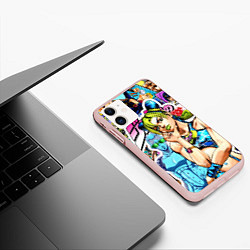 Чехол iPhone 11 матовый JoJos Bizarre Adventure - Джолин Кудзё, цвет: 3D-светло-розовый — фото 2