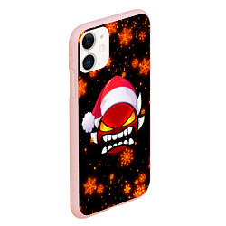 Чехол iPhone 11 матовый Geometry Dash: New Year, цвет: 3D-светло-розовый — фото 2