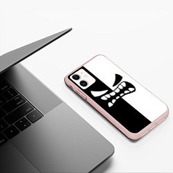 Чехол iPhone 11 матовый Geometry Dash: White x Black, цвет: 3D-светло-розовый — фото 2