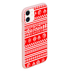 Чехол iPhone 11 матовый НОВОГОДНИЙ СВИТЕР GENSHIN IMPACT, цвет: 3D-светло-розовый — фото 2