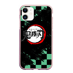 Чехол iPhone 11 матовый ТАНДЖИРО, KIMETSU NO YAIBA LOGO, цвет: 3D-светло-розовый