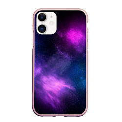 Чехол iPhone 11 матовый Космос Galaxy, цвет: 3D-светло-розовый