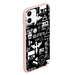 Чехол iPhone 11 матовый 30 Seconds to Mars: Паттерн логотипов, цвет: 3D-светло-розовый — фото 2