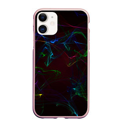 Чехол iPhone 11 матовый CURVE NEON ABSTRACTION, цвет: 3D-светло-розовый