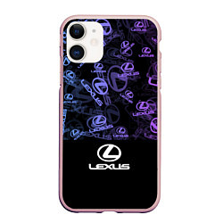 Чехол iPhone 11 матовый LEXUS LOGO NEON PATTERN, цвет: 3D-светло-розовый