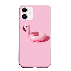 Чехол iPhone 11 матовый Flamingos Розовый фламинго, цвет: 3D-светло-розовый