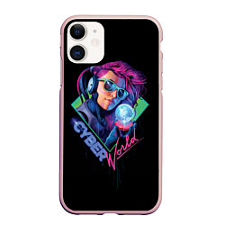 Чехол iPhone 11 матовый Cyber World, цвет: 3D-светло-розовый