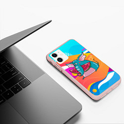 Чехол iPhone 11 матовый Слон ест арбуз, цвет: 3D-светло-розовый — фото 2
