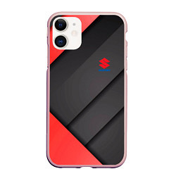 Чехол iPhone 11 матовый SUZUKI abstraction, цвет: 3D-светло-розовый