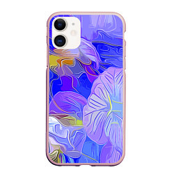 Чехол iPhone 11 матовый Fashion flowers pattern, цвет: 3D-светло-розовый