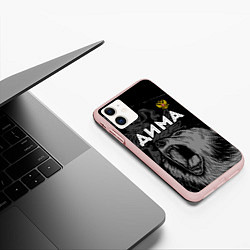 Чехол iPhone 11 матовый Дима Россия Медведь, цвет: 3D-светло-розовый — фото 2