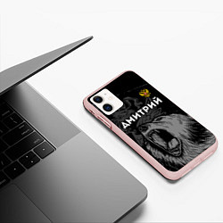 Чехол iPhone 11 матовый Дмитрий Россия Медведь, цвет: 3D-светло-розовый — фото 2
