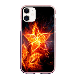 Чехол iPhone 11 матовый Flower Neon Fashion 2035 Flame, цвет: 3D-светло-розовый