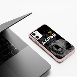 Чехол iPhone 11 матовый Дарья Россия Медведь, цвет: 3D-светло-розовый — фото 2