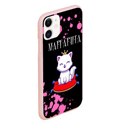 Чехол iPhone 11 матовый Маргарита КОШКА Брызги, цвет: 3D-светло-розовый — фото 2