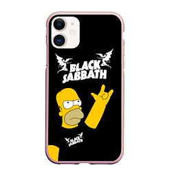 Чехол iPhone 11 матовый Black Sabbath Гомер Симпсон Simpsons, цвет: 3D-светло-розовый