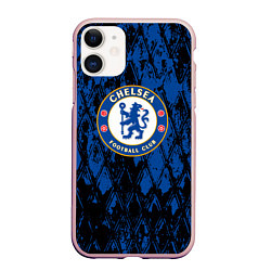 Чехол iPhone 11 матовый CHELSEA F ЧЕЛСИ LOGO, цвет: 3D-светло-розовый