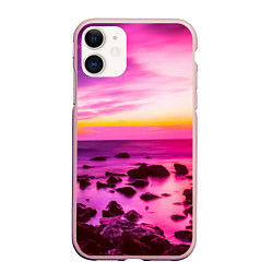 Чехол iPhone 11 матовый Just a sunset, цвет: 3D-светло-розовый